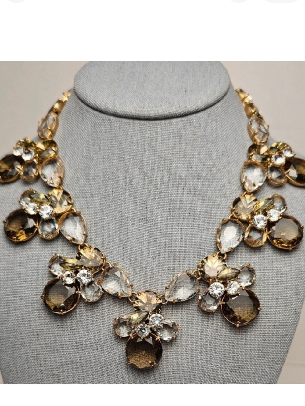 [J. Crew] Smokey Crystal Drop Bib Bumble Bee Statement Necklace